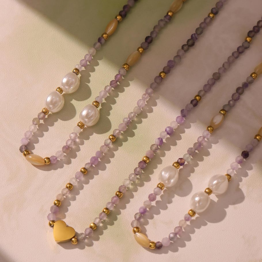1 Piece Gorgeous Beads Stainless Steel Gold Color Women's Beaded Necklaces Picture7