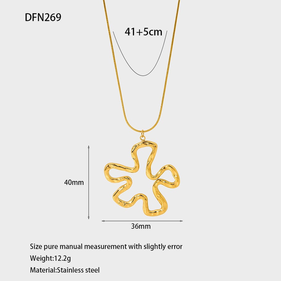 1 Pair Simple Series Daily Flower Stainless Steel Women's Pendant Necklaces