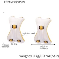 F321-Golden Pearl White Earrings 