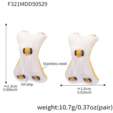 1 Pair Colorful Irregular Shape Stainless Steel Gold Color Women's Stud Earrings h5 