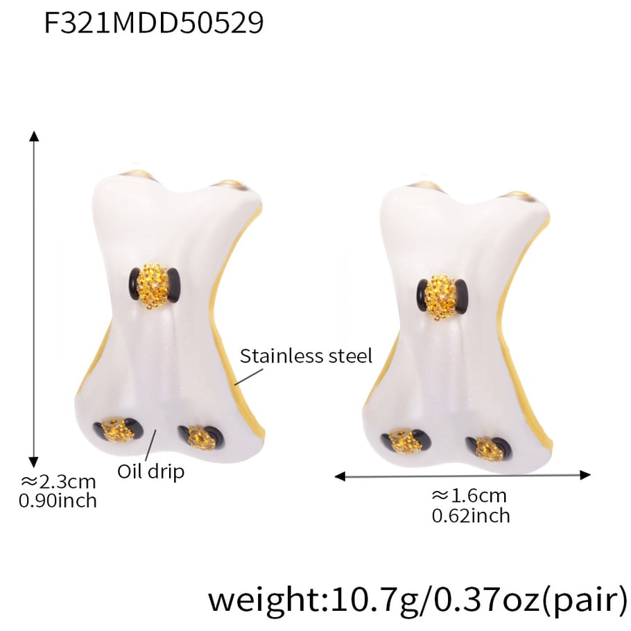 1 Pair Colorful Irregular Shape Stainless Steel Gold Color Women's Stud Earrings 