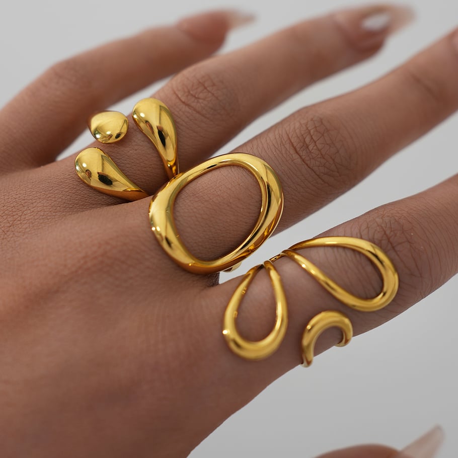 1 Piece Irregular Shape Hollowed-out Stainless Steel  Women‘s Minimalist Rings Picture2