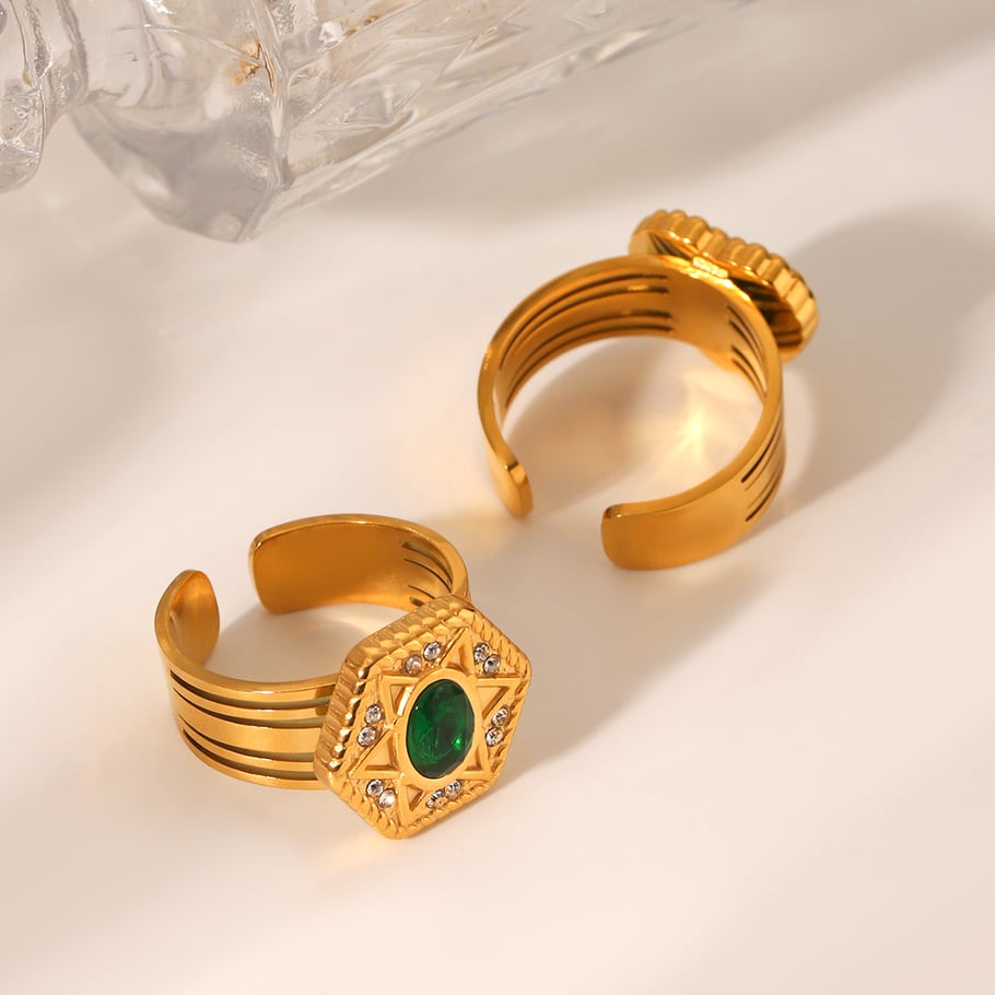 1 par de anillos de acero inoxidable con diseño de corazón de la serie Simple Imagen8