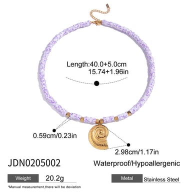 Collier avec pendentif en acier inoxydable couleur or pour femme, 1 pièce, coquillage vif h5 Image2