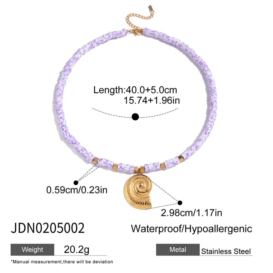 Collier avec pendentif en acier inoxydable couleur or pour femme, 1 pièce, coquillage vif Image2