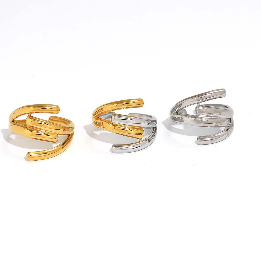 1 Piece Simple Series Casual Irregular Shape Stainless Steel Gold Color Minimalist Rings h5Picture4