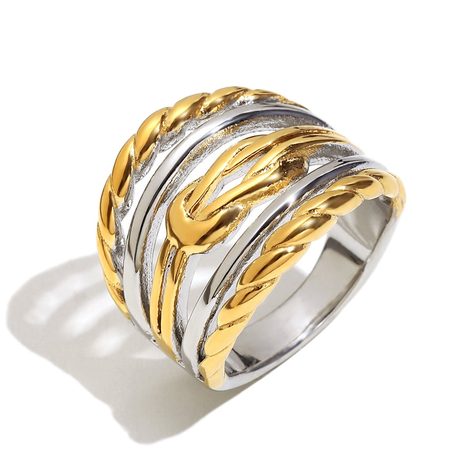 1 Piece Simple Series Casual Mixed Color Stainless Steel Statement Rings 