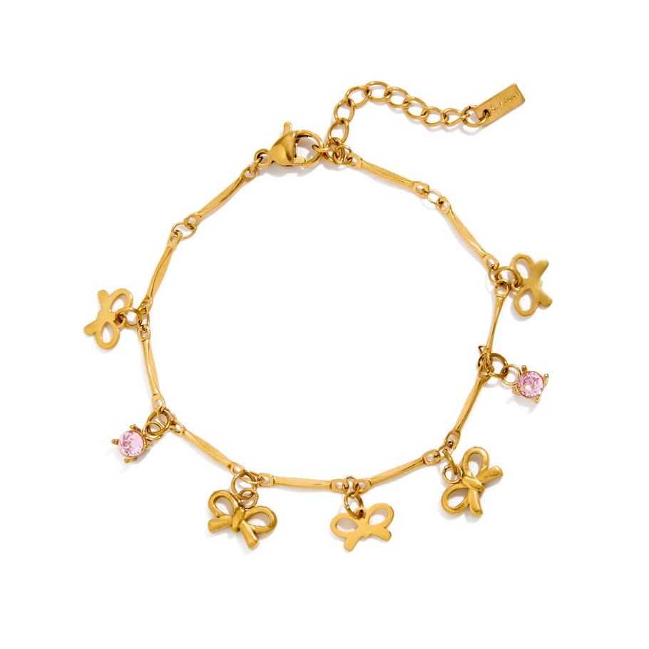Pulseras con dijes de flores exquisitas de acero inoxidable color dorado para mujer, 1 pieza 
