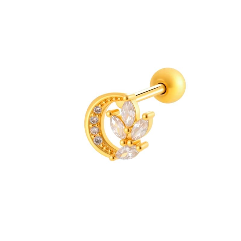 1 Piece Butterfly Copper Gold Color Zircon Piercing Earring 
