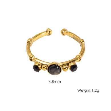 1 Piece Simple Series Retro Irregular Shape Stainless Steel Women's Gemstone Rings h5 