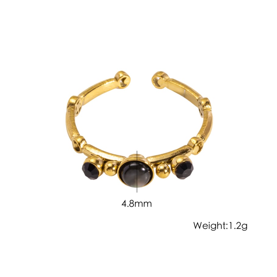 1 Piece Simple Series Retro Irregular Shape Stainless Steel Women's Gemstone Rings 