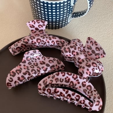 1 paar Classic Series Casual Leopard Print Acetaat Dames Haarklemmen h5 Afbeelding2