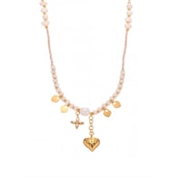 P1311-Freshwater Pearl Heart Pendant Necklace-42+5cm 