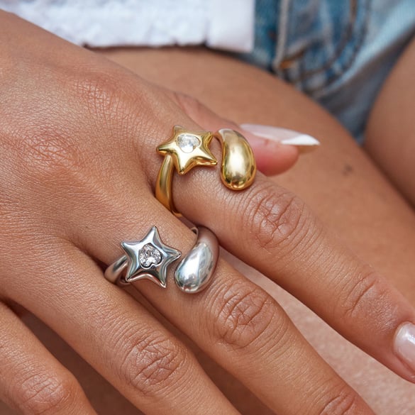 1 Piece Designable StarStainless Steel White Gold Color Statement Rings