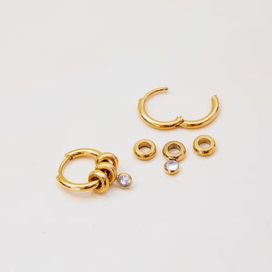 1 Pair Simple Series Circle Stainless Steel Gold Color Women's Hoop Earrings h5 Picture6