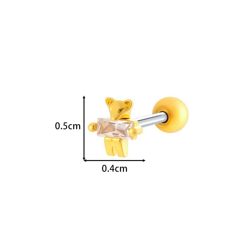 1 Piece Bow Copper Gold Color Zircon Piercing Earring Picture2