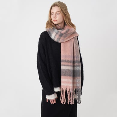 1 Stück Romantische Casual Plaid Mischfarben Polyester Damen Winterschals h5 Bild4