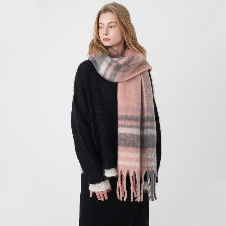 1 Stück Romantische Casual Plaid Mischfarben Polyester Damen Winterschals Bild4