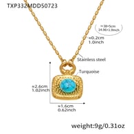 TXP332-Collana turchese dorata 38+5cm 