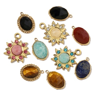 1 colgante clásico ovalado de piedras naturales para mujer h5 Imagen3