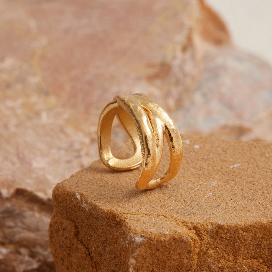 Bague minimaliste moderne en acier inoxydable couleur or, 1 pièce Image5