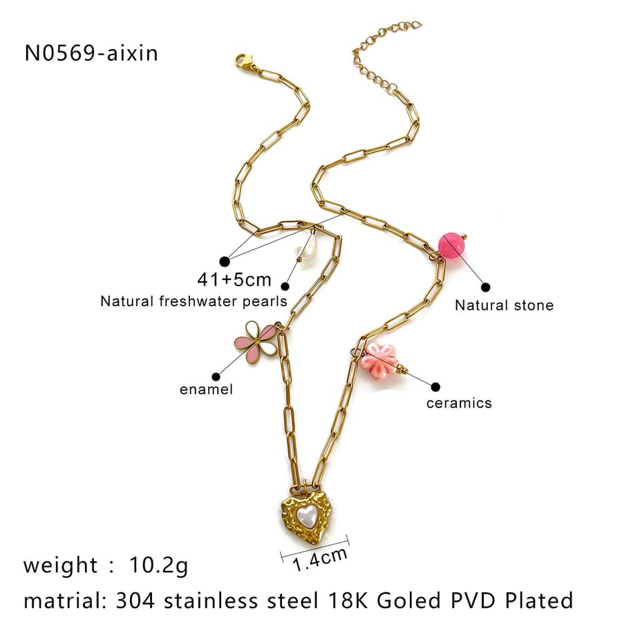 Collana con ciondolo color oro in acciaio inossidabile oceanico da 1 pezzo Immagine2