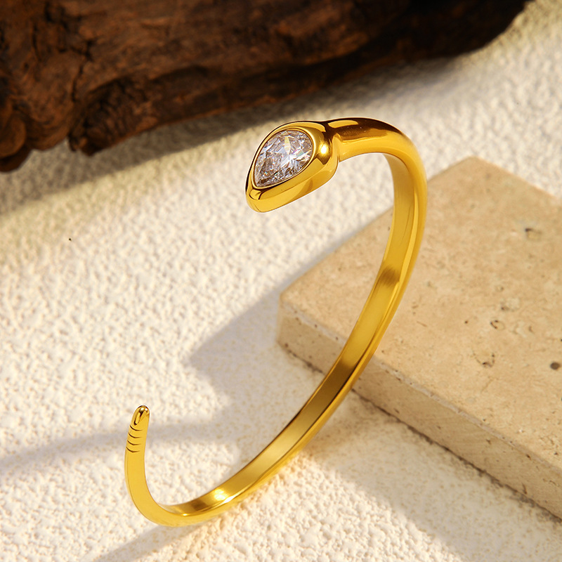 1 Piece Snake Shape Stainless Steel Gold Color Cuff Bracelet Picture3