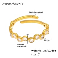 A450-Anello in zircone bianco oro/Numero 7 