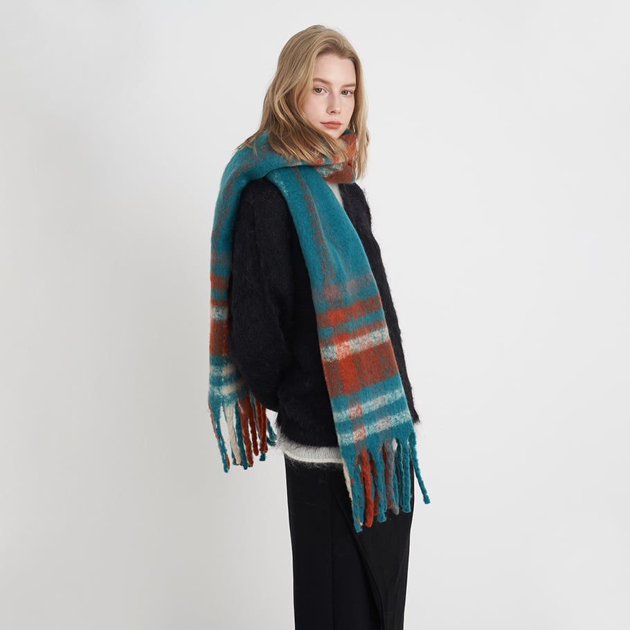 1 Stück täglich karierte Polyester-Winterschals für Damen 