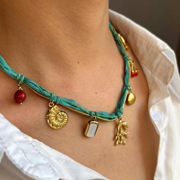 1 Piece Fabric Stainless Steel Gold Color Pendant Necklace