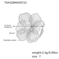 TXA328 - Anello in acciaio con fiore e zircone - Misura 7 Immagine6
