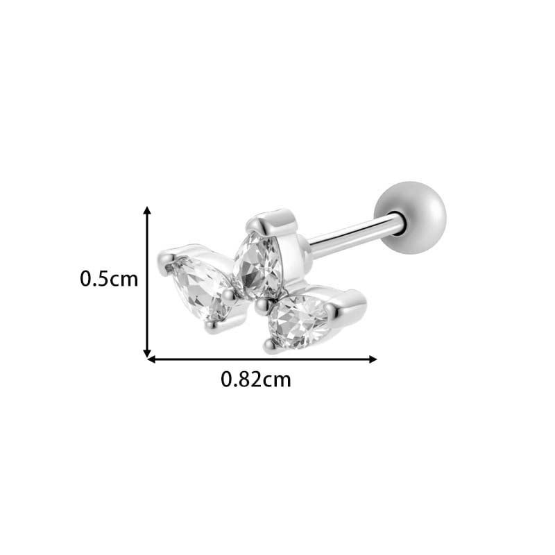 1 Piece Shinning Leaf Copper Gold Color Zircon Women's Piercing Earrings Picture2