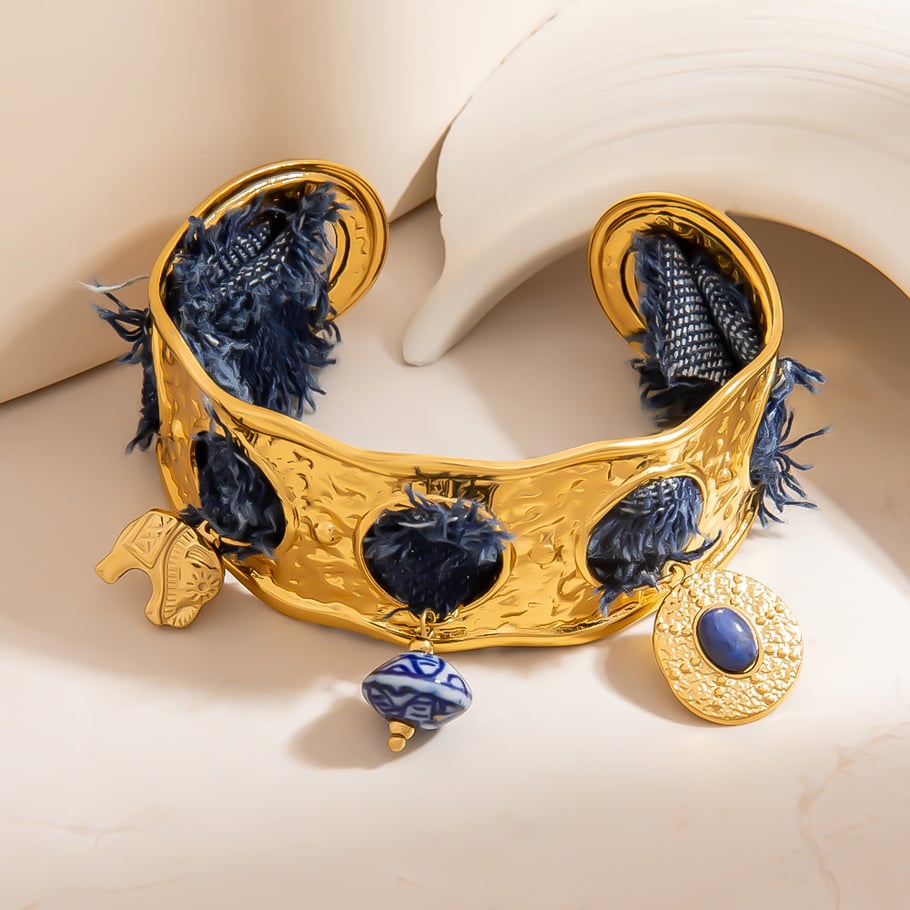 1 elegante pulsera de acero inoxidable con piedra natural para mujer. Imagen3