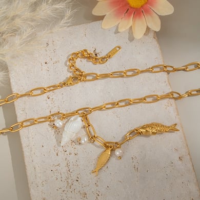 1 pezzo di collana con ciondolo in acciaio inossidabile a forma di tartaruga naturale di lusso da donna h5 Immagine3