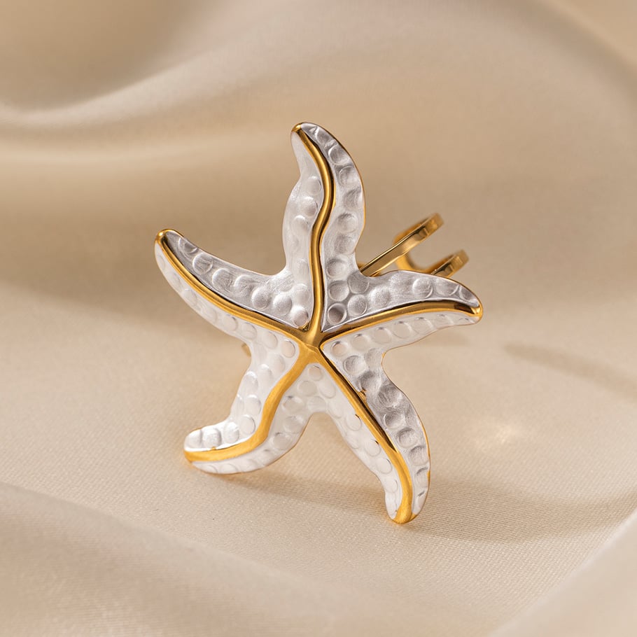 Starfish Stainless Steel Gold Color Earrings Set Picture3