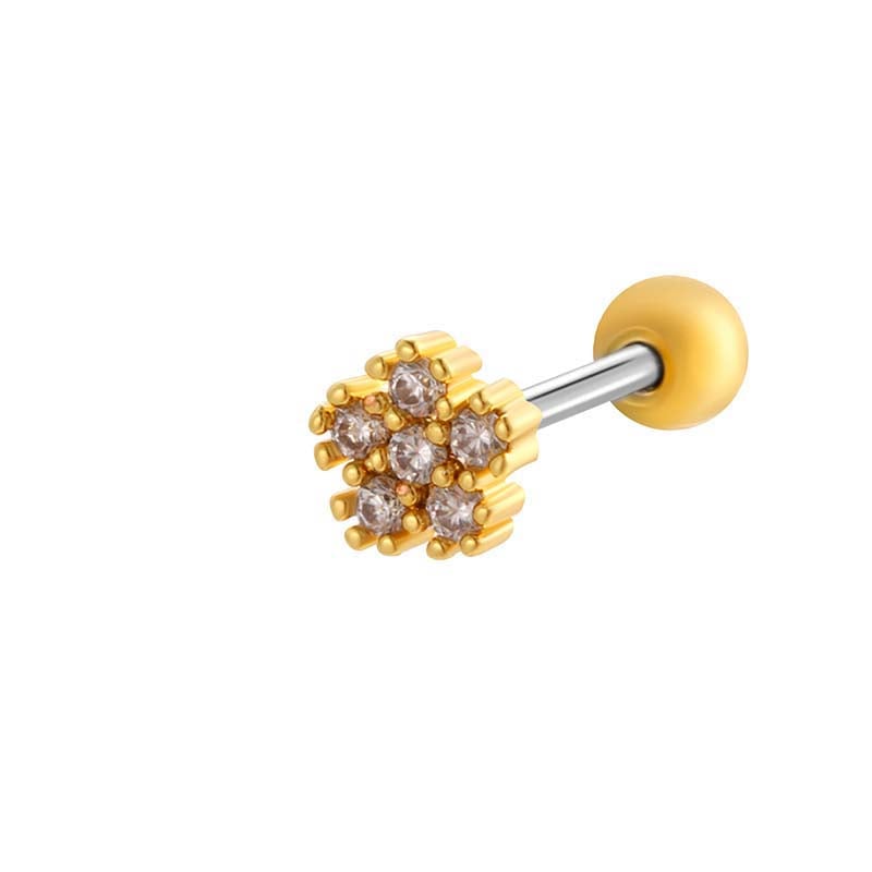 1 Piece Star Copper Gold Color Zircon Piercing Earring 