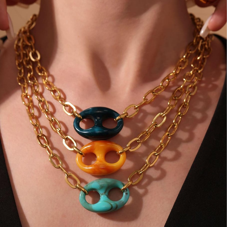 1 Piece Chic Irregular Shape Stainless Steel Gold Color Women's Pendant Necklaces Picture4