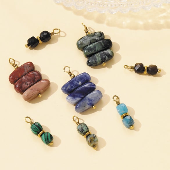 1 pieza de colgantes de cuentas retro con piedras naturales para mujer 2