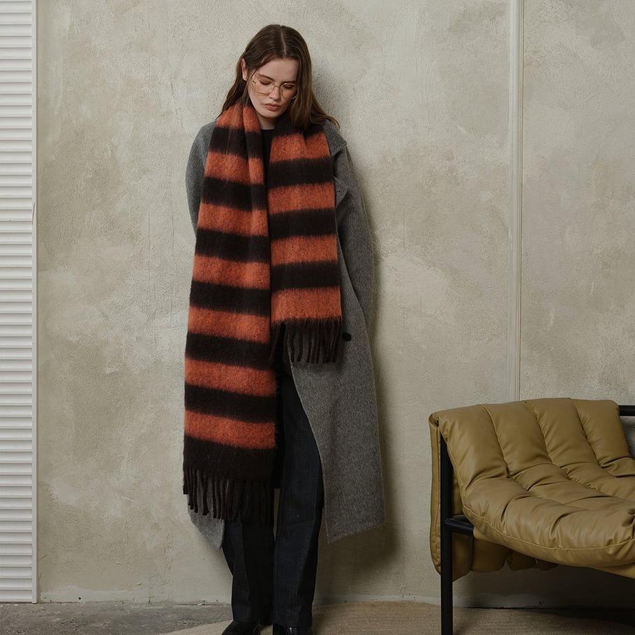 1 Stück Retro-Streifen-Rayon-Winterschals für Damen Bild3