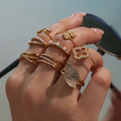 1 Piece Irregular Shape Stainless Steel Gold Color Women's Gemstone Rings h5 Picture3