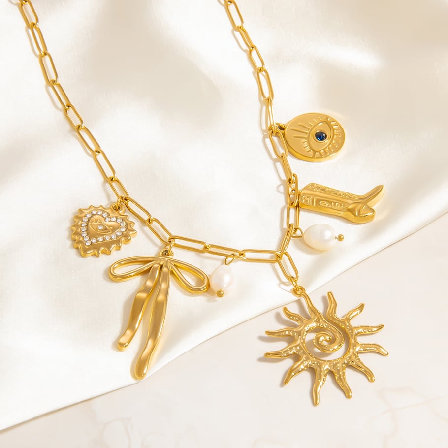 1 stuk Retro Zon roestvrijstalen hangerketting Afbeelding5