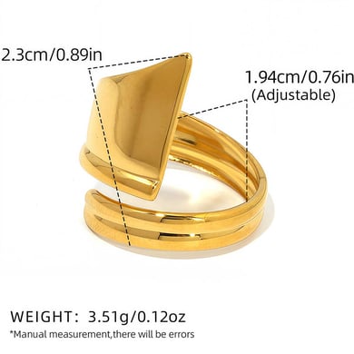1 Piece  Casual Irregular Shape Stainless Steel  Gold Color  Statement Rings h5 