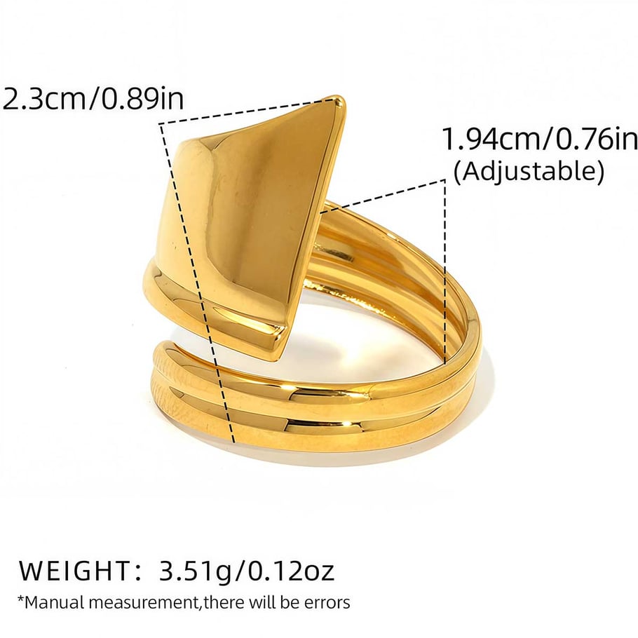 1 Piece  Casual Irregular Shape Stainless Steel  Gold Color  Statement Rings 