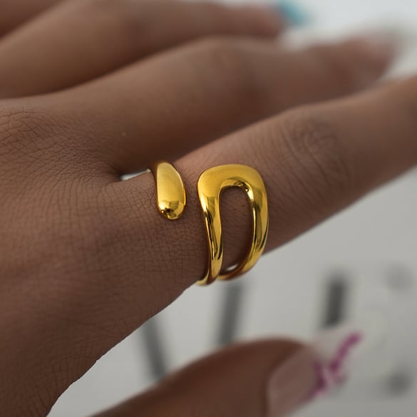 1 Piece Casual Irregular Shape Stainless Steel  Gold Color Minimalist Rings