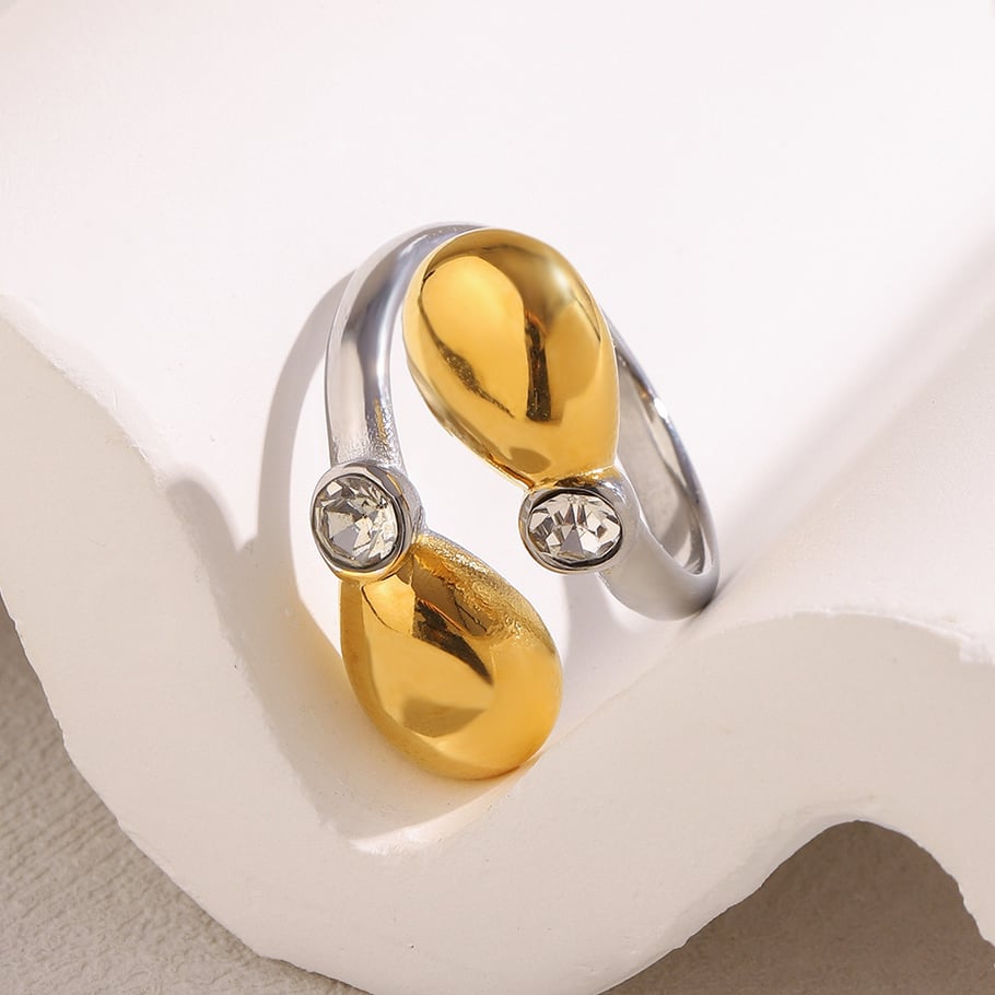 1 Piece Simple Series Casual Droplet Stainless Steel Gold Color Minimalist Rings Picture5