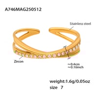 A746-Golden Cross 5A Zircon Ring/No.7 