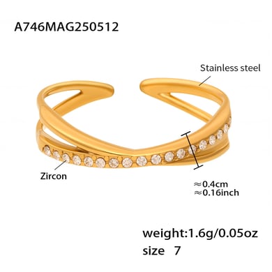 1 Piece Shinning Series Moon Stainless Steel Gold Color Statement Rings h5 