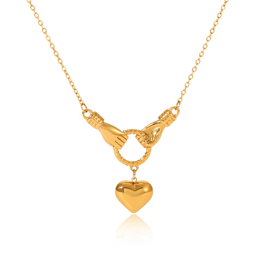 1 Piece  Daily Heart Stainless Steel  Gold Color  Women's Pendant Necklaces 