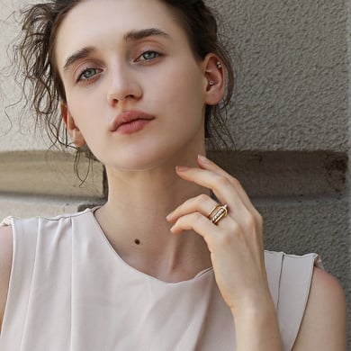1 Piece Simple Series Elegant Circle Stainless Steel  Women's Gemstone Rings h5 Picture4