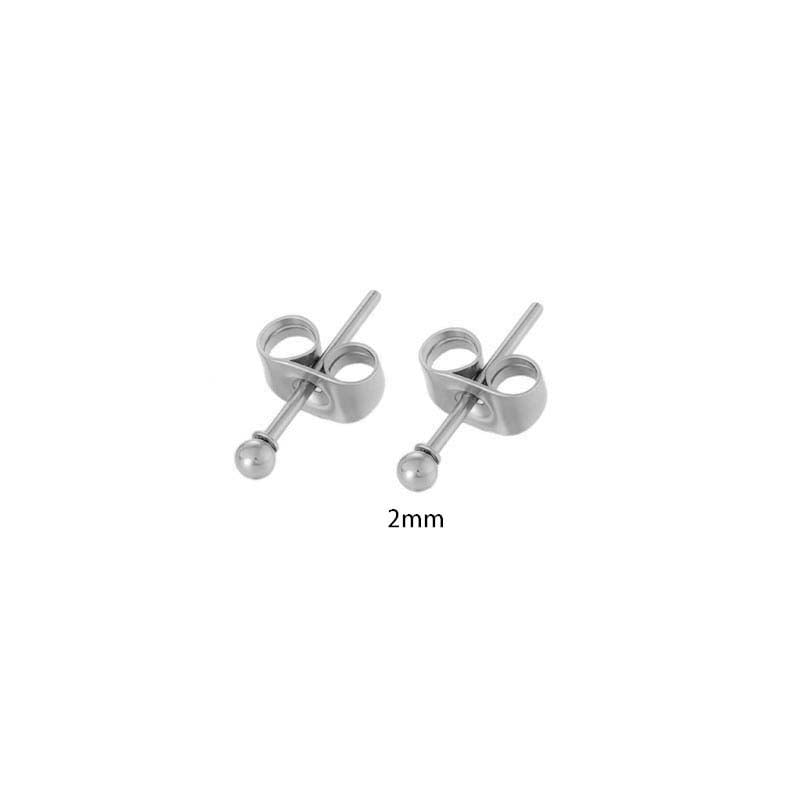 1 pieza de aretes minimalistas de bola de acero inoxidable color dorado para mujer Imagen2
